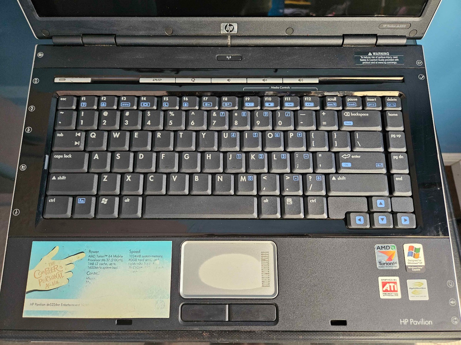 HP Pavilion dv5000 AMD Turion 64 1GB RAM NO HDD NO OS