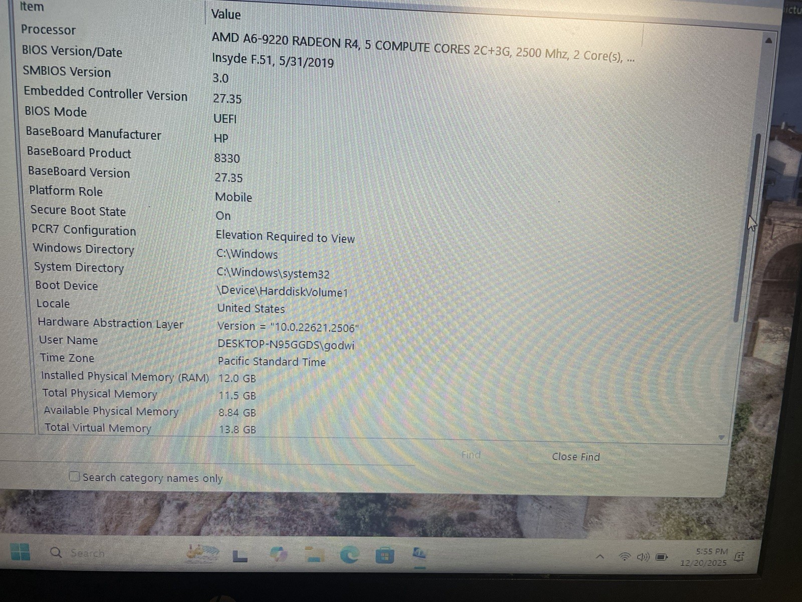 Hp Notebook (15-bw0xx) AMD A6-9220 12GB 500GB HDD