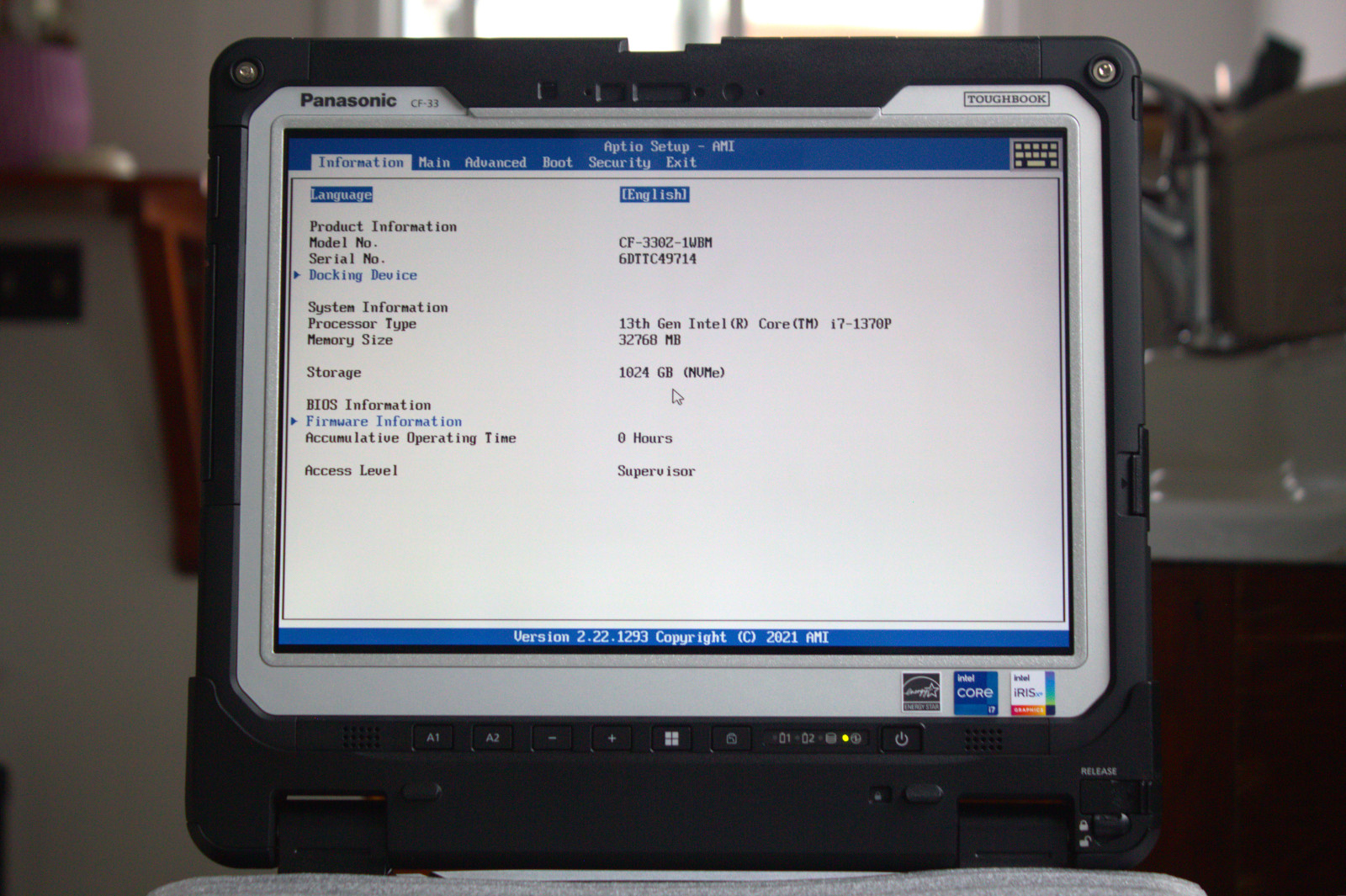 Panasonic Toughbook CF-33 MK4 i7-1370p 1TB SSD 32GB RAM DGPS Keyboard 0 Hours