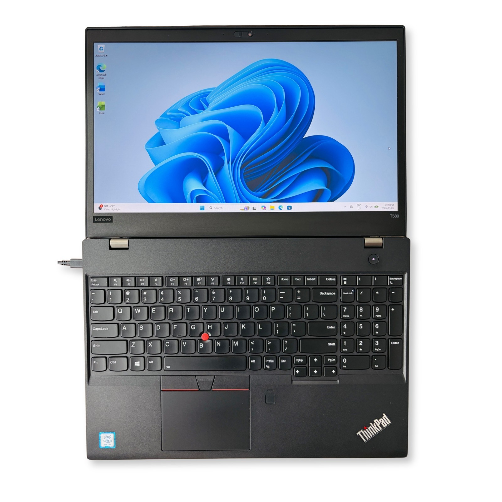 Lenovo ThinkPad T580 i5-8350U 16GB RAM 256GB NVMe 15.6″ FHD IPS Win11 Pro Laptop