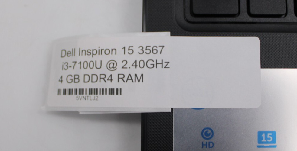 Dell Inspiron 15 3567 i3-7100U 2.40GHz 4GB RAM NO OS/HD/SSD*PARTS/REPAIR*