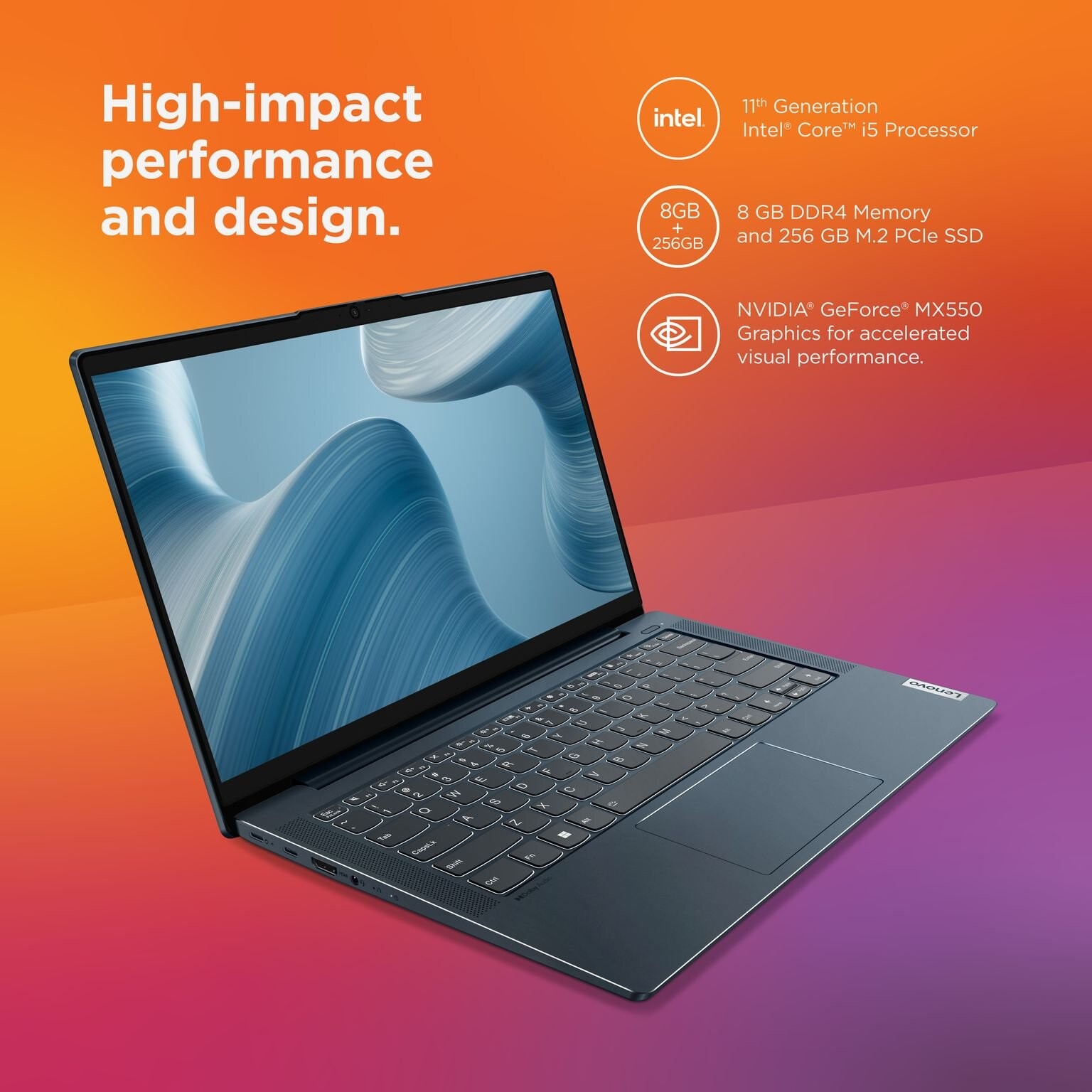New Lenovo IdeaPad 5i 14” FHD Laptop Intel i5-1135G7 2.4GHz 8GB 256GB SSD W11