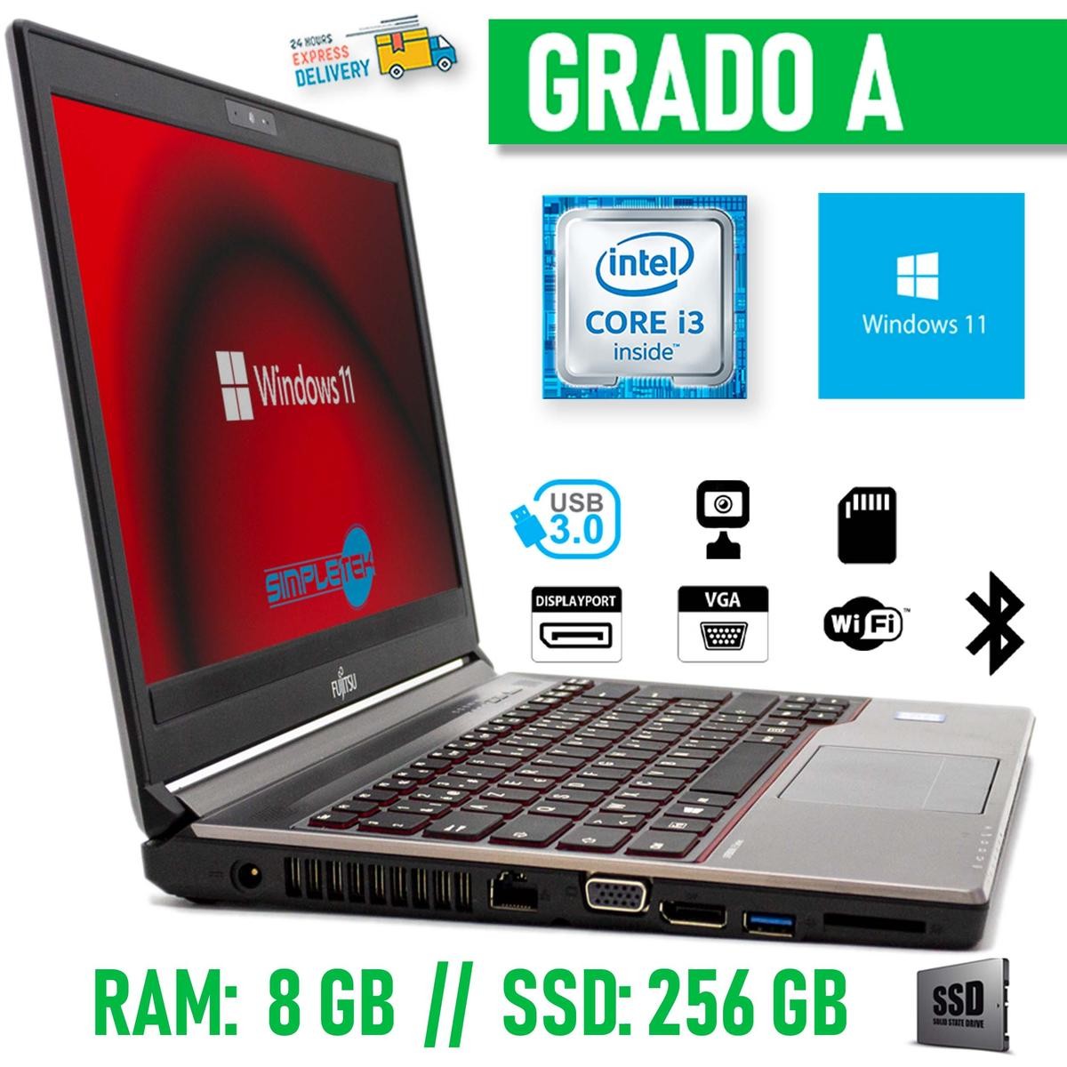 Fujitsu E736 13″ I3 2.3ghz 8gb 256gb PC Windows 11 X Laptop