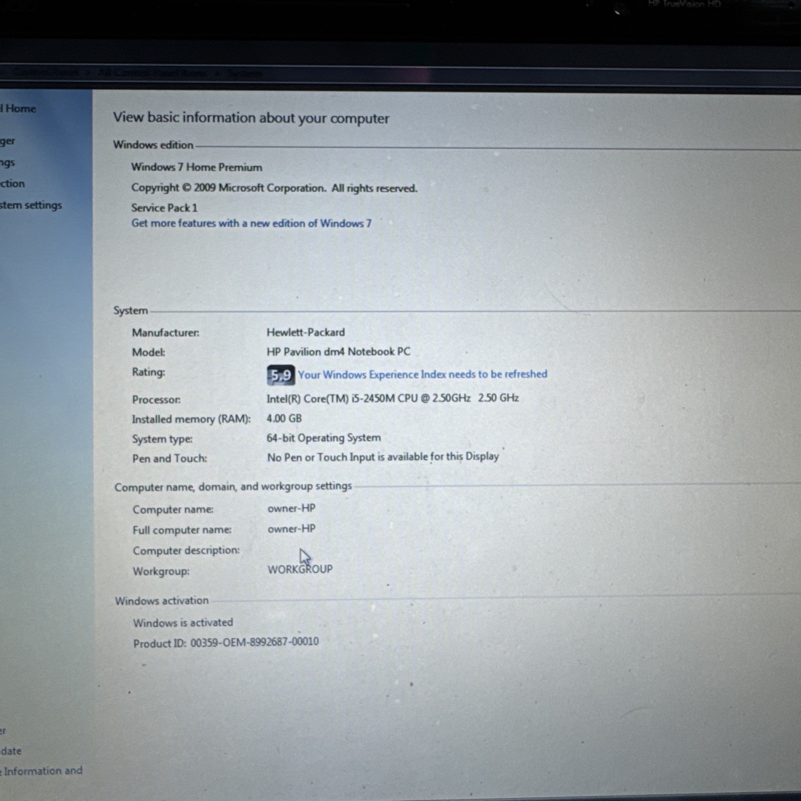 HP Pavilion DM4-3099se DM4-1100 Beats Ed. 2.5GHz i5 2450M 8Gb 620GB Genuine Win7