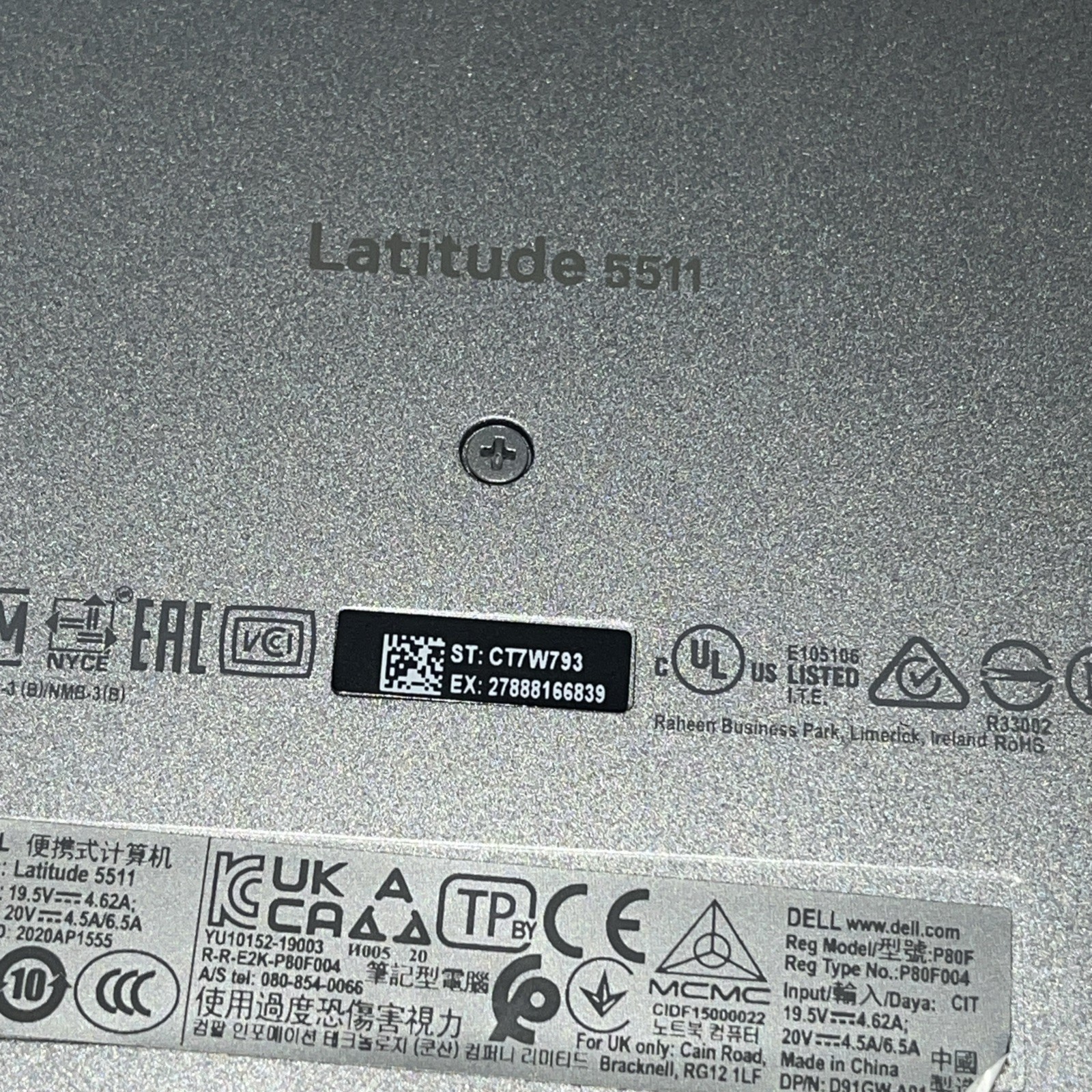 DELL LATITUDE 5511 INTEL CORE I5-10300H 2.50GHZ 16GB RAM NO HD