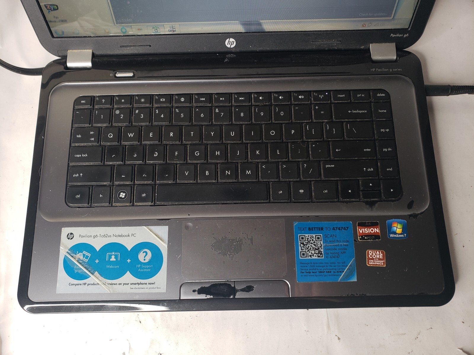 HP Pavilion G6-1C62US 15.6″ Laptop AMD A4-3300M@1.90GHz 500GB HDD 4GB RAM READ