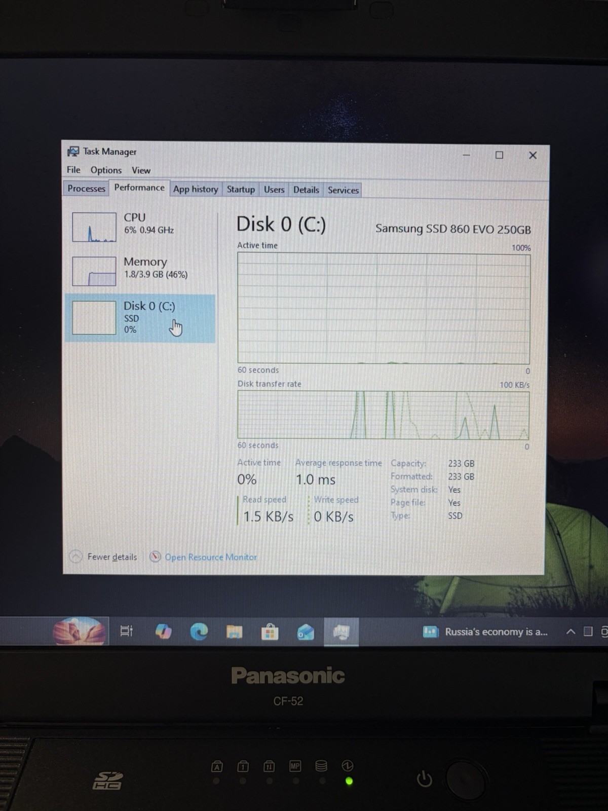 Panasonic Toughbook CF-52 Core 2 Duo P8400 2.26GHz 4GB 250GB SSD LTE WINDOWS 10P