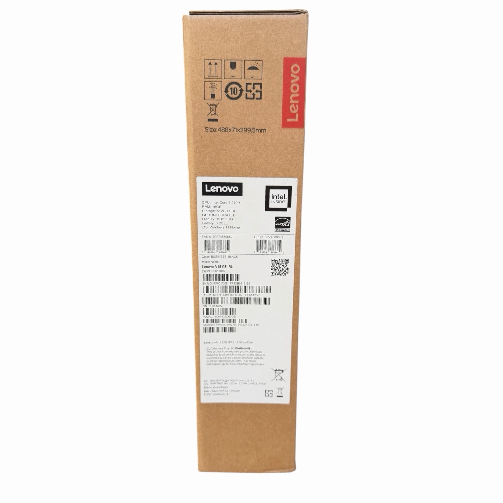 Lenovo V15 Gen 5 15.6” FHD Intel Core 5 210H 16GB RAM 512GB SSD Win11