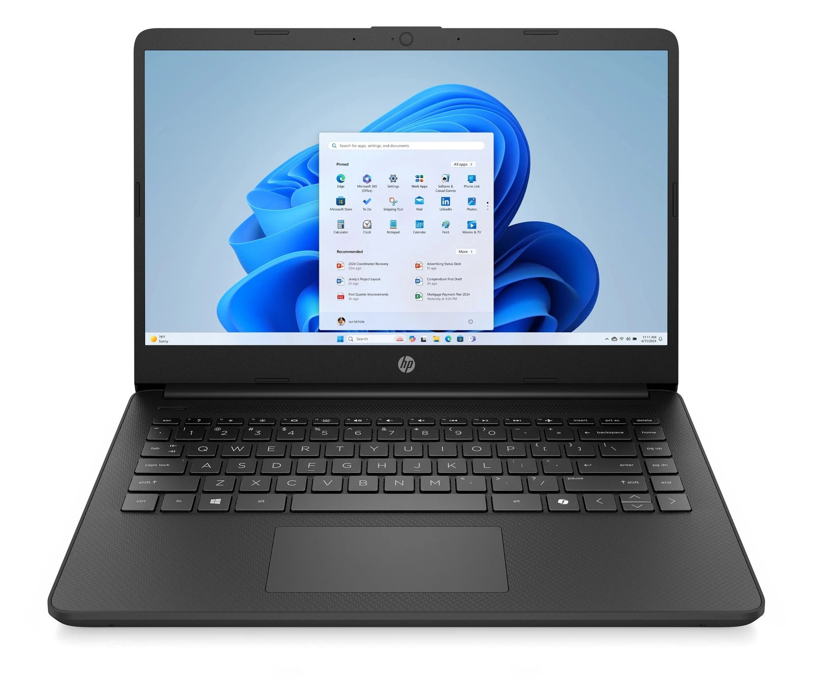 HP 14″ FHD, Jet Black, Intel Quad Core N250, 4GB, 128GB