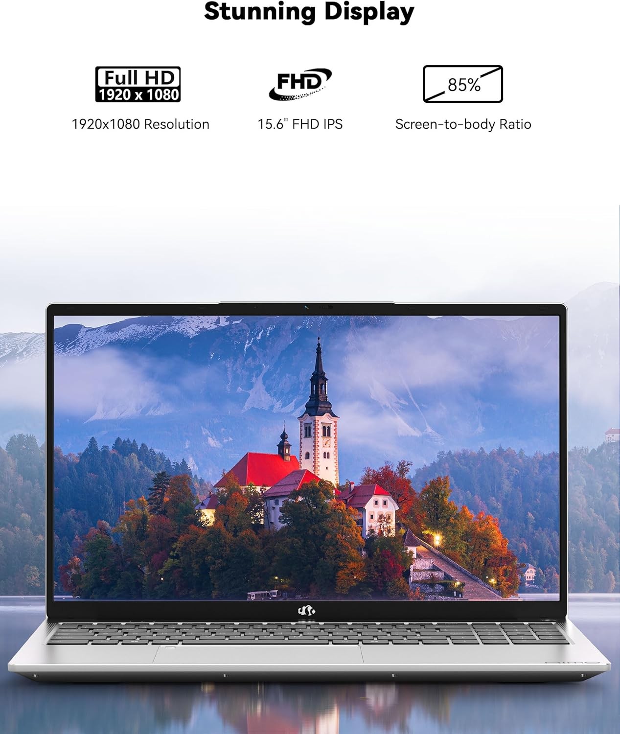 NIMO 15.6” IPS FHD-Laptop, 8GB RAM 256GB SSD AMD Ryzen 5 4 Cores Up to 3.7GHz