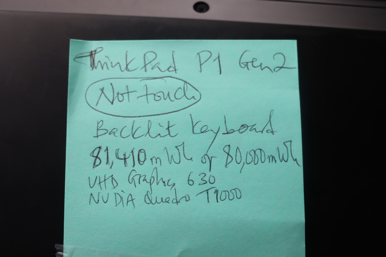 Lenovo ThinkPad P1 Gen 2 15.6″ i7-9850H 2.60Ghz 16GB 500GB NVIDIA Quadro T1000