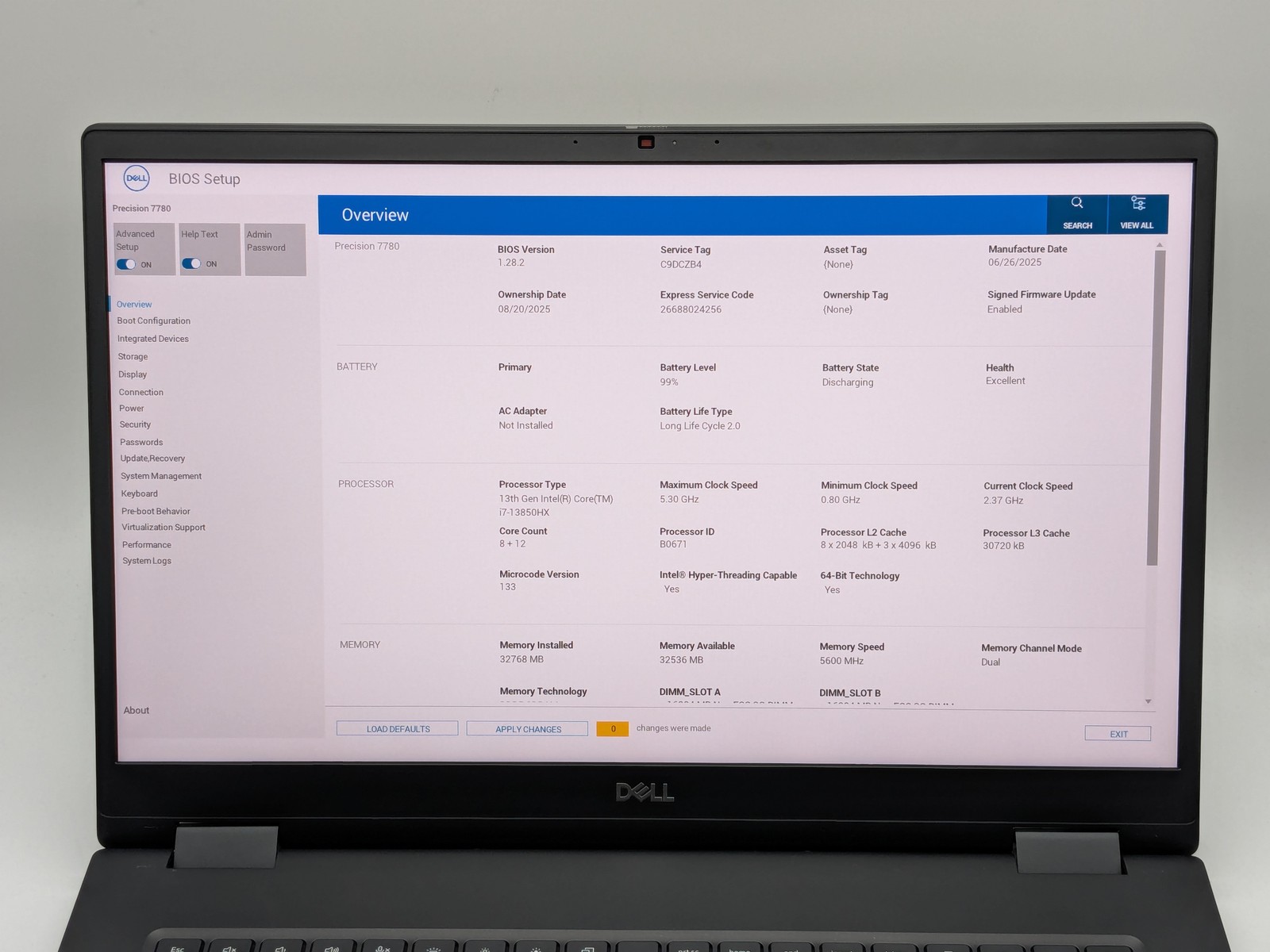 Dell Precision 7780 17″ FHD I7-13850HX 512GB SSD 32GB W11P RTX 2000 Backlit