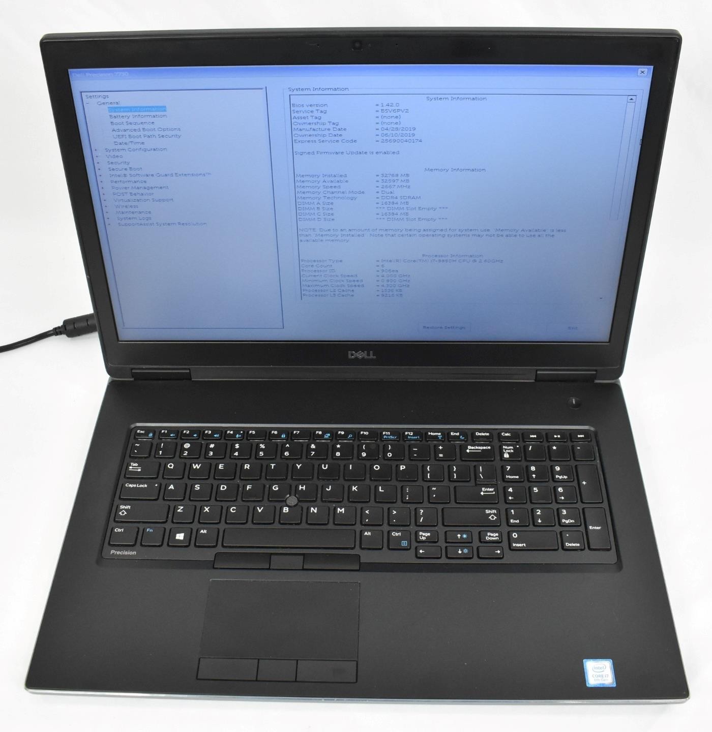 Dell Precision 7730 i7-8850H 2.6GHz 32GB 256GB SSD No OS 17.3″ Quadro P3200