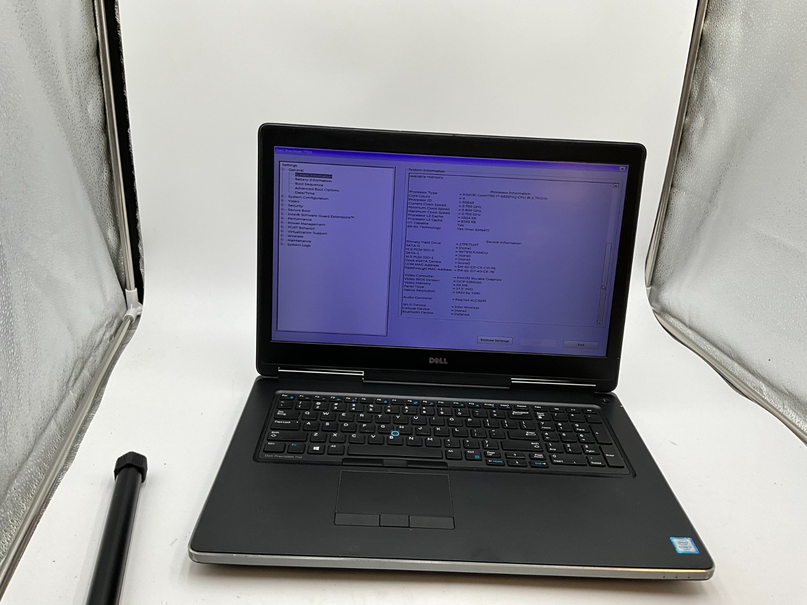 DELL Precision 7710 i7-6820HQ 32GB 512/500GB 17.3″ M3000M LAPTOP 8JKL0G2 NO OS