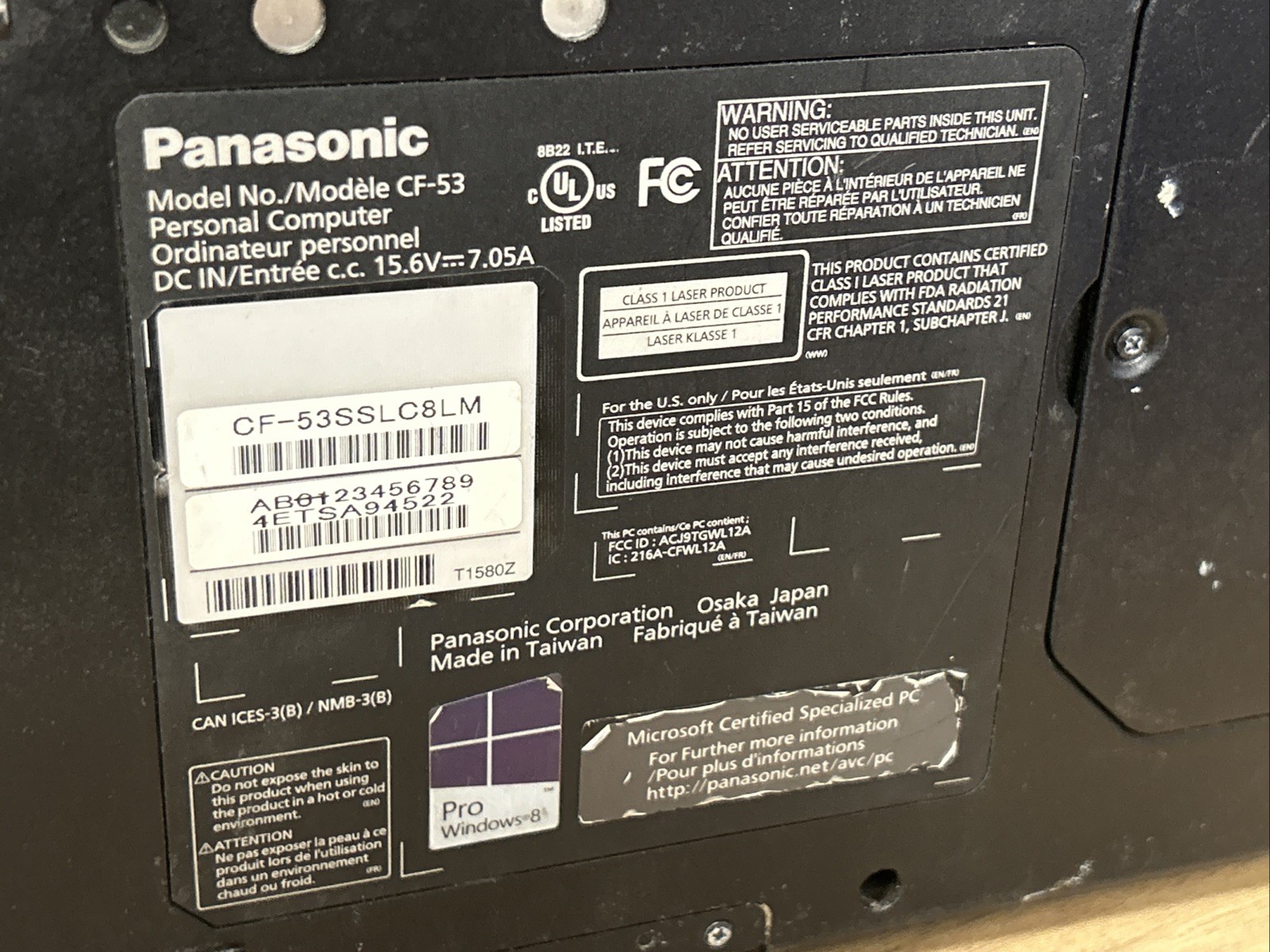 AS IS Panasonic Toughbook CF-53 MK2 i5-3340M Comes With Dock