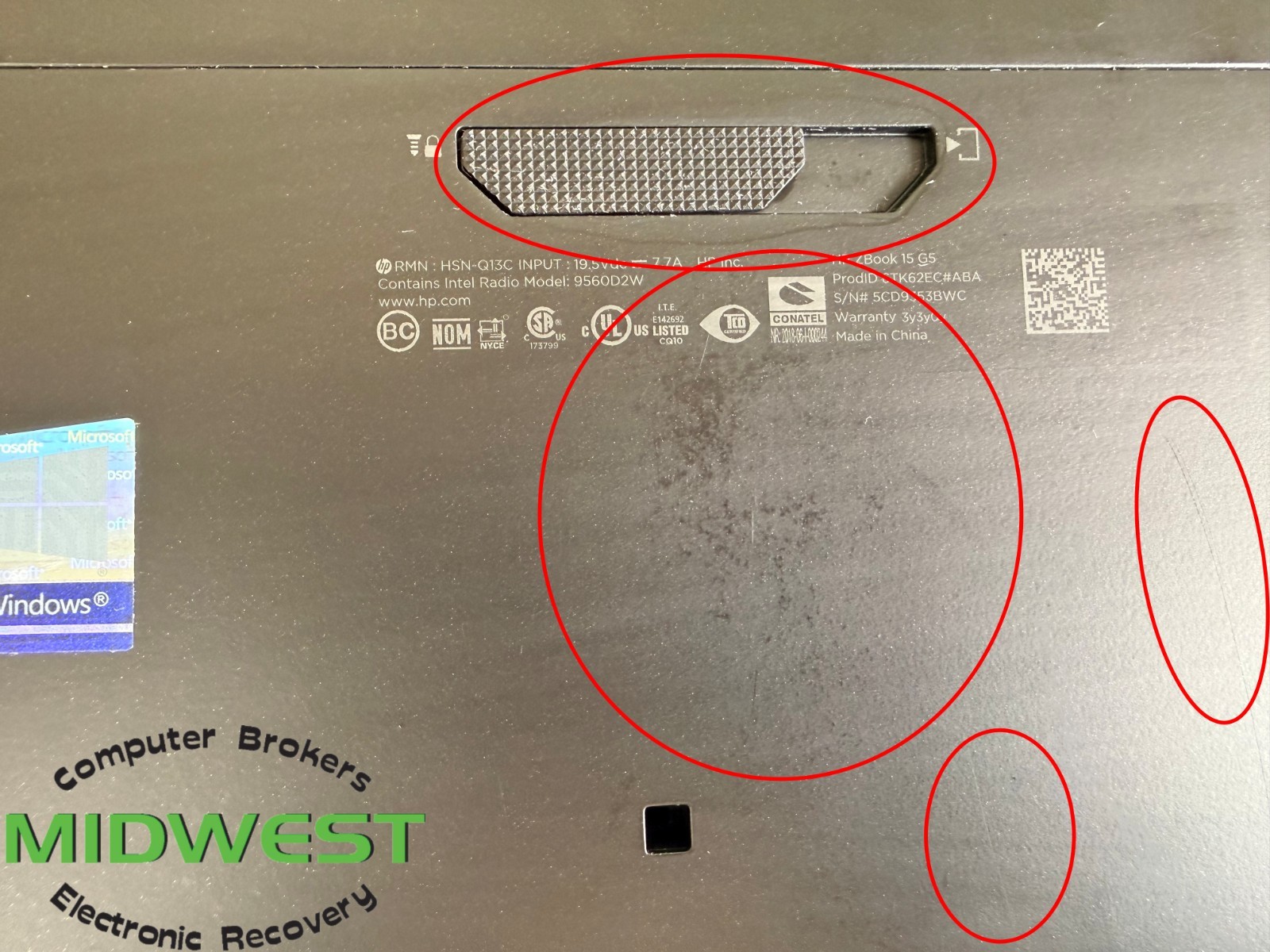 HP ZBook 15 G5 i7-8850H 2.6GHz 32GB 1TB SSD (For Parts – See Desc.)