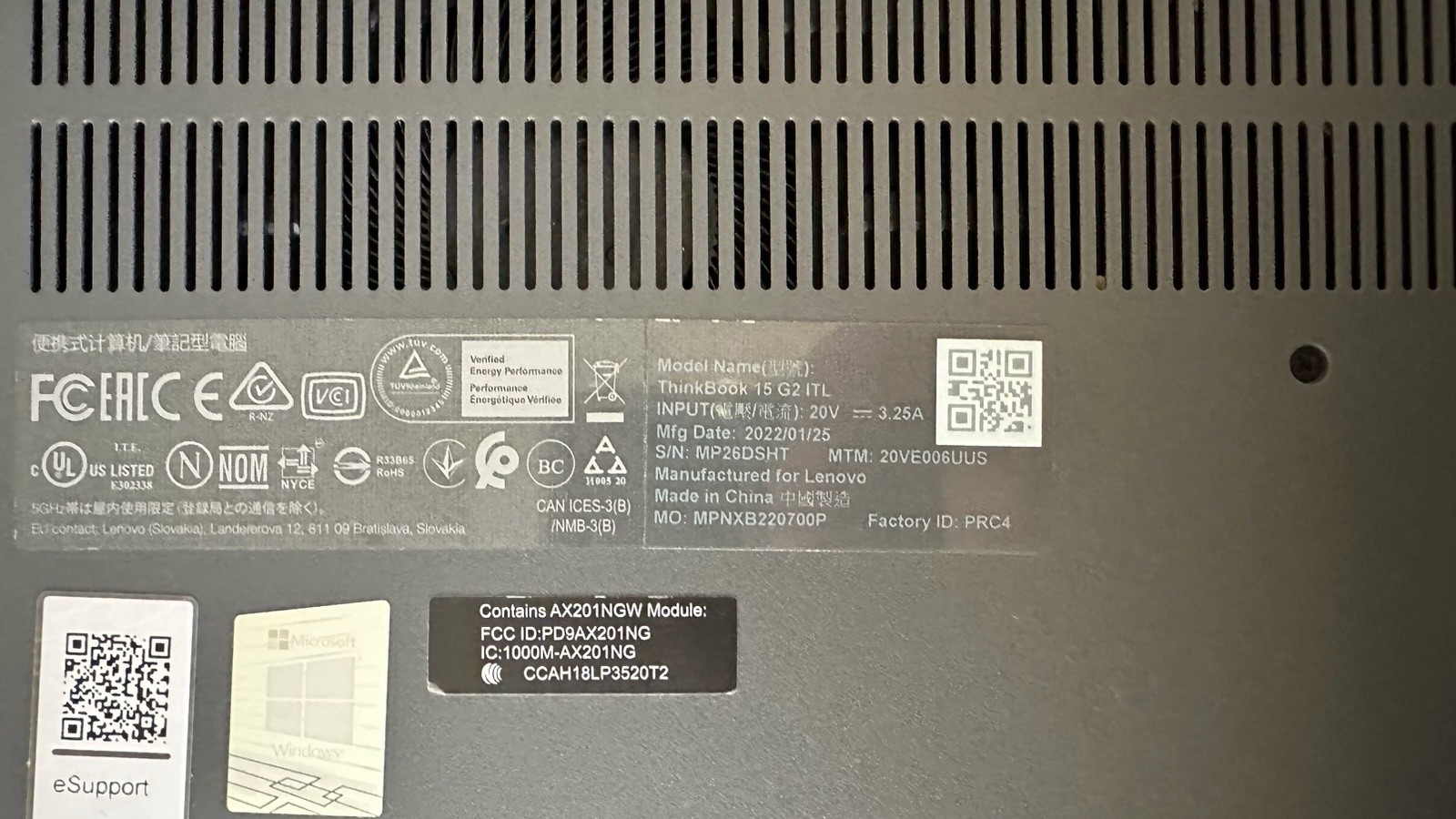 Lenovo ThinkBook 15 G2 ITL 15.6″ i7-1165G7 2.80GHz 8GB RAM Base Parts Only