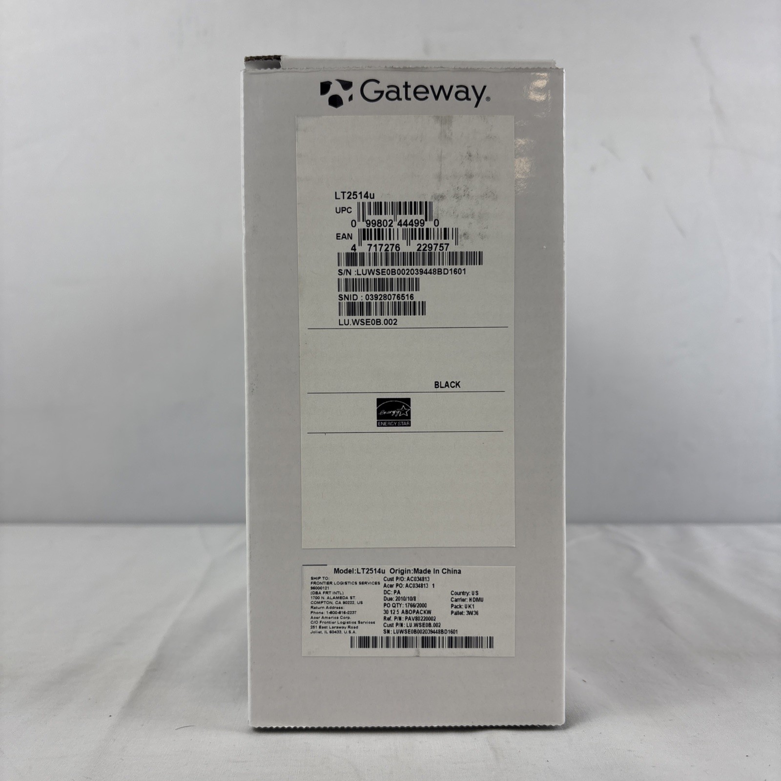 Gateway LT Series PAV80 Intel Atom 10.1” LED LCD 1GB Memory New In Box Sealed