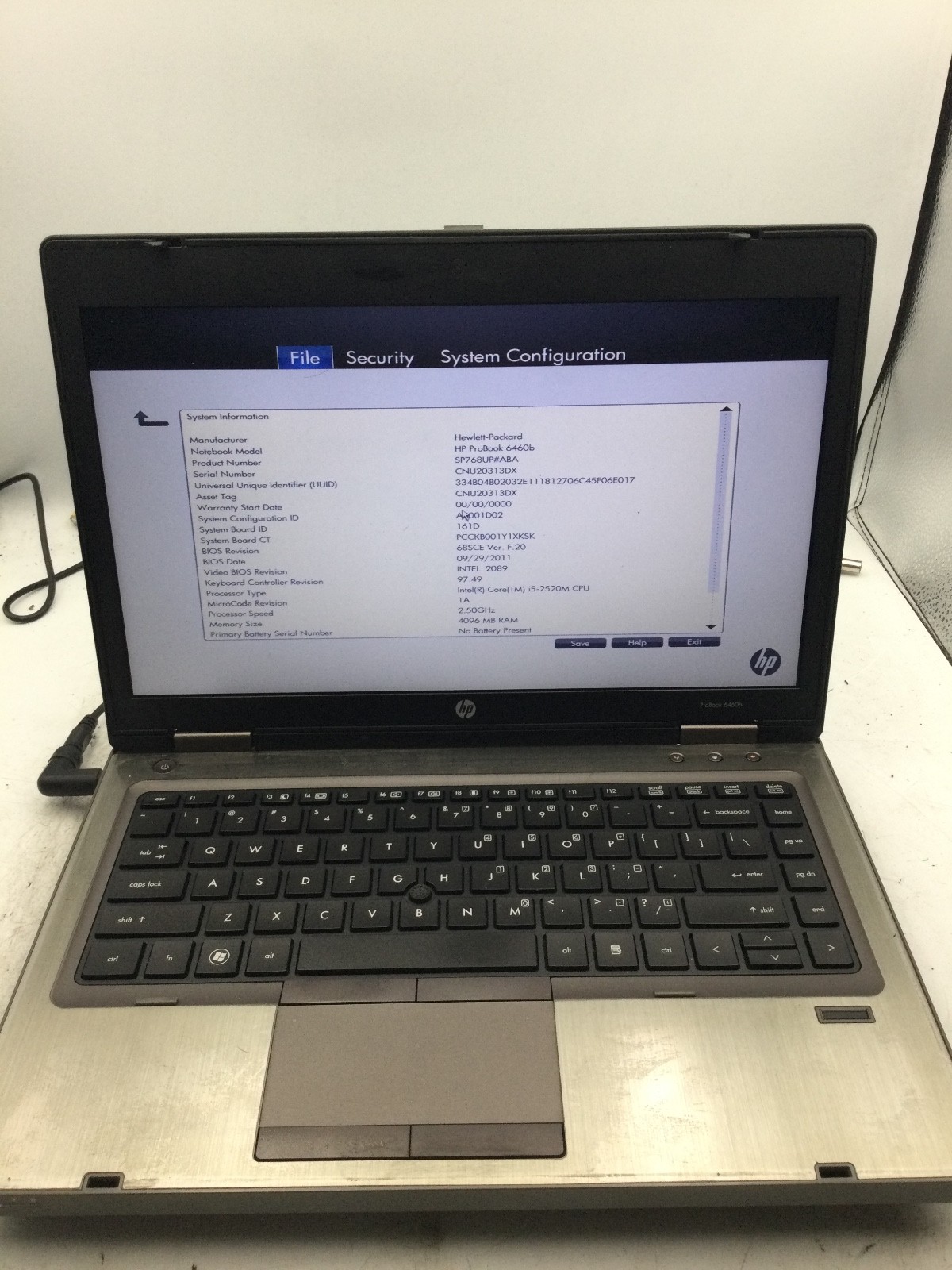HP PROBOOK 6460B – FOR PARTS/BAD LCD – INTEL I5 VPRO – 4GB RAM – 14″ – READ -BB