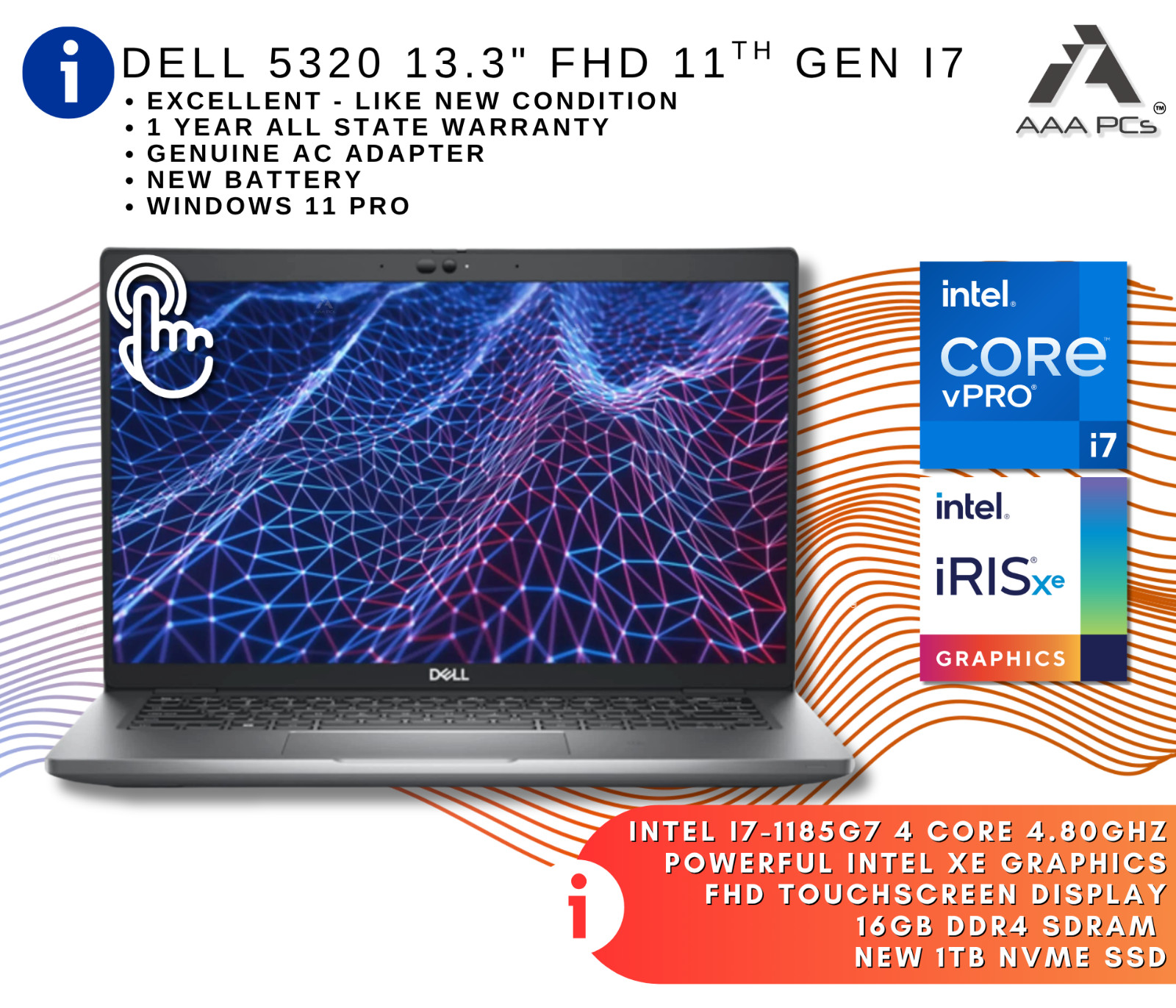 Dell Latitude 5320 13″ Touchscreen i7 11th Gen | 4G LTE | SSD | Win 11