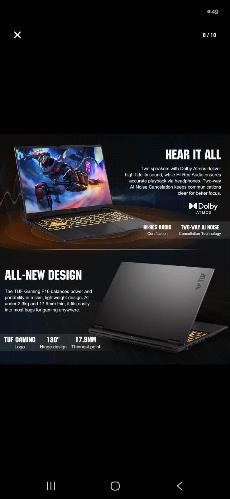 ASUS TUF F16 5050, i5-13450HX, 16″ 165Hz,GeForce RTX 5050, 16GB DDR5, 1TB SSD