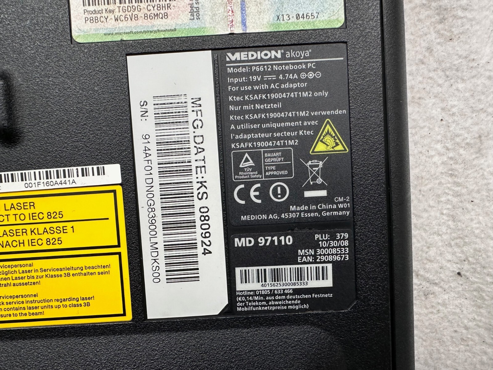 Notebook – Medion Akoya P6612 Intel Duo Core T7350 2.0GHz 320GB HDD 4GB RAM