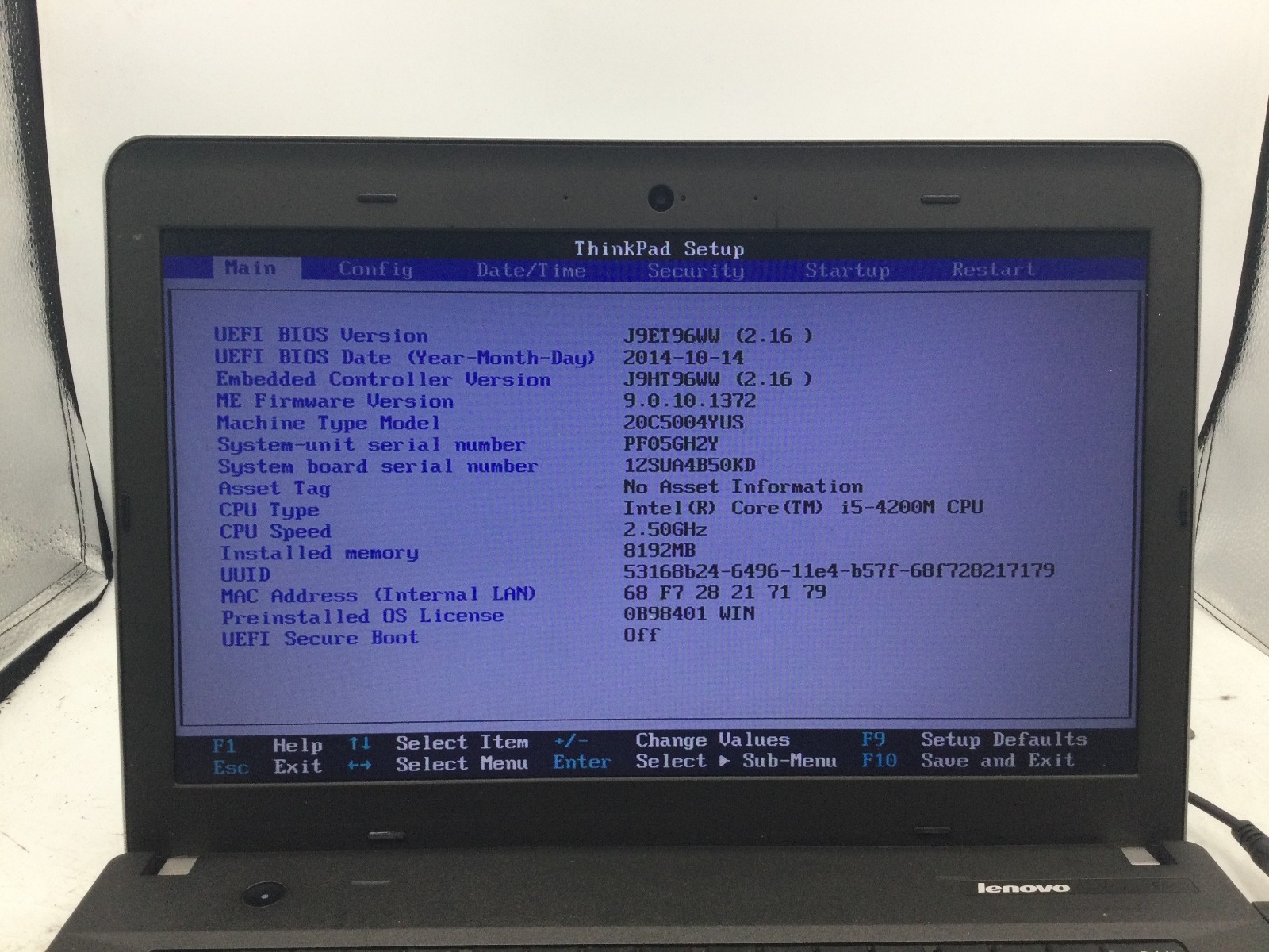 LENOVO THINKPAD E440 – BOOTS TO BIOS – INTEL 15 4200 – 8GB RAM – 14″ – READ – BB