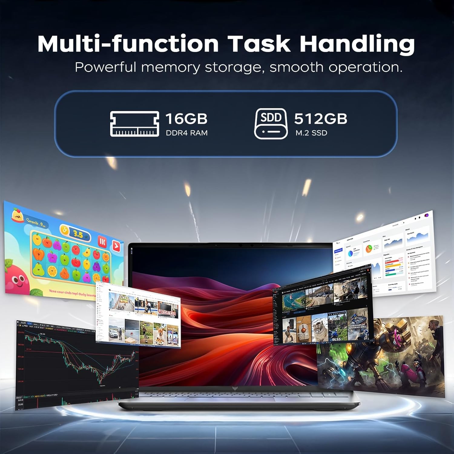 4K GAME Mini PC Intel i5 12450H 32GB DDR4 512GB SSD WiFi 6 BT5.2 3-Screen Win11
