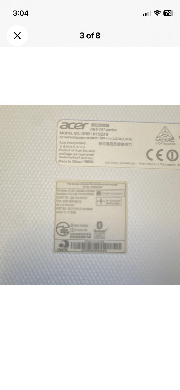Acer Chromebook CB3-131-C3SZ 11.6″ Intel Celeron White Chrome OS w/ Charger