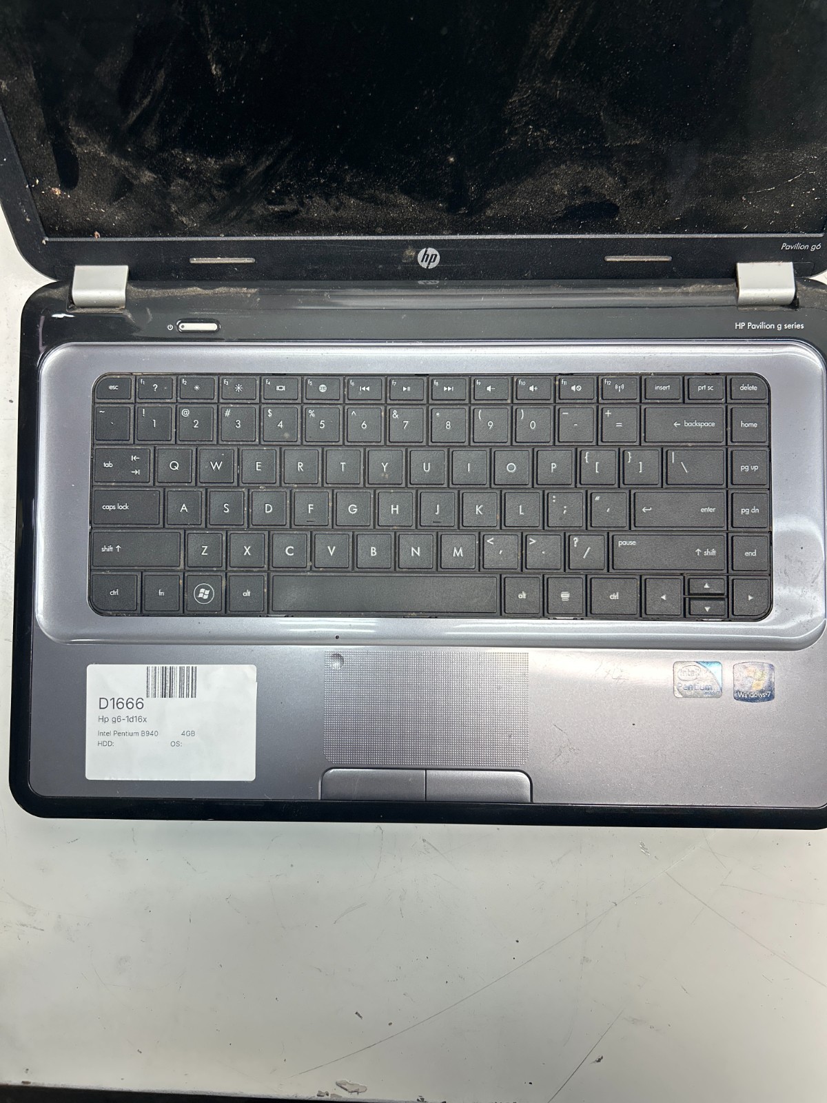 HP g6-1d16x Intel Pentium B940 2.00GHz 4GB NO HDD