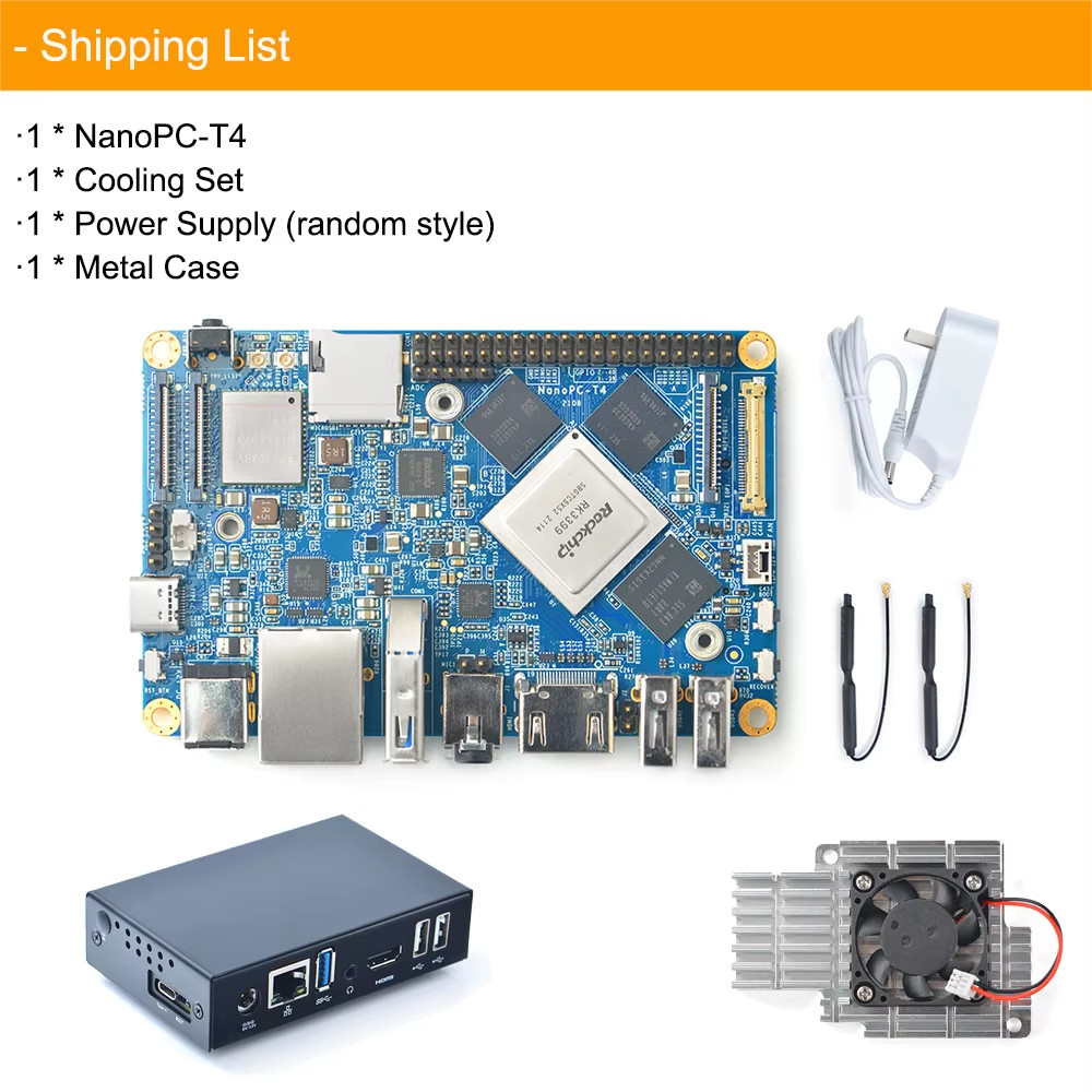 NanoPC-T4 ARM Development Board 4GB LPDDR3 RAM 16GB eMMC Rockchip RK3399 Dual-ba
