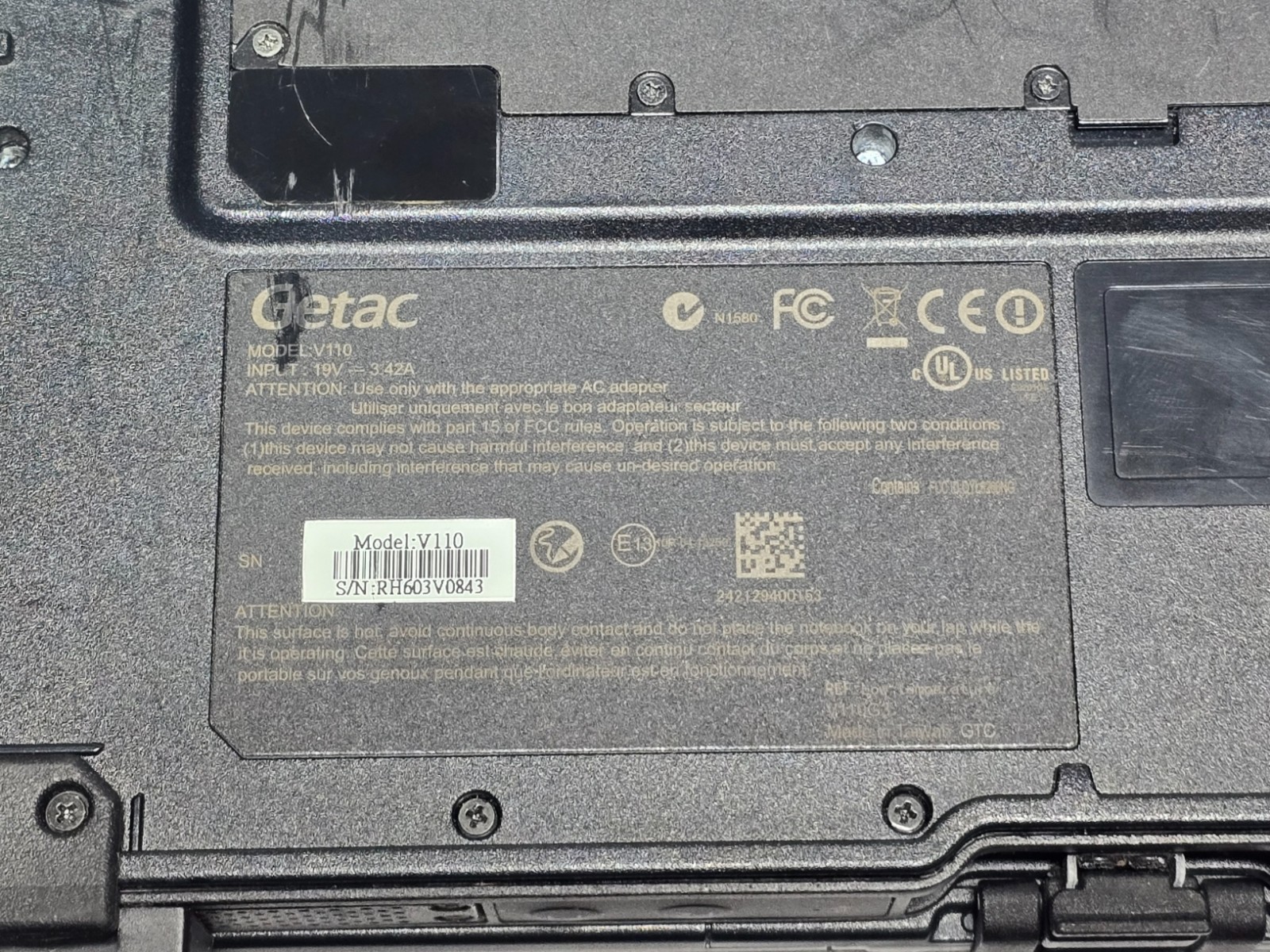 Getac V110 G3 Rugged Laptop Touchscreen i7 8GB
