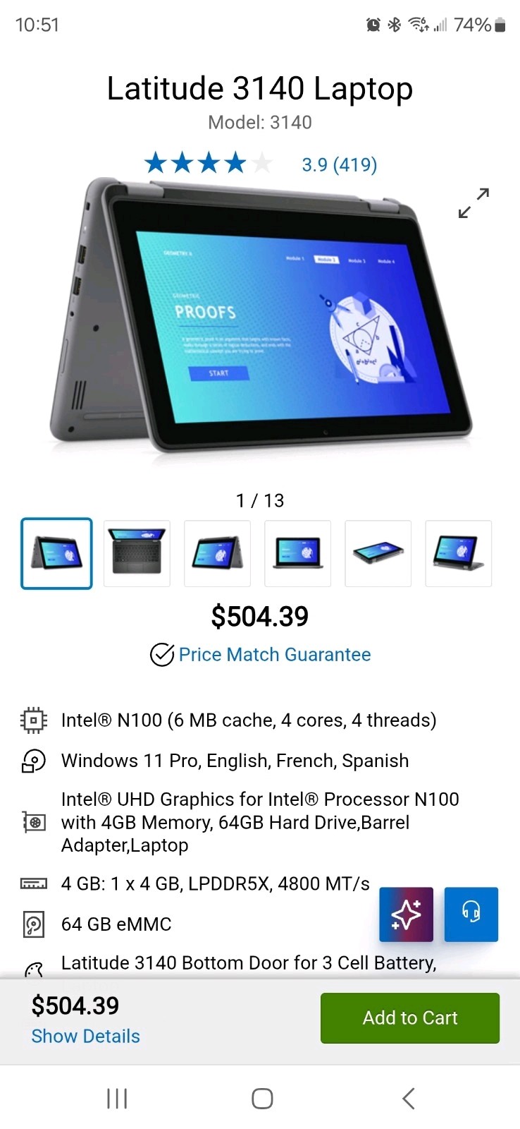 NEW DELL 3140 LATITUDE LAPTOP COMPUTER
