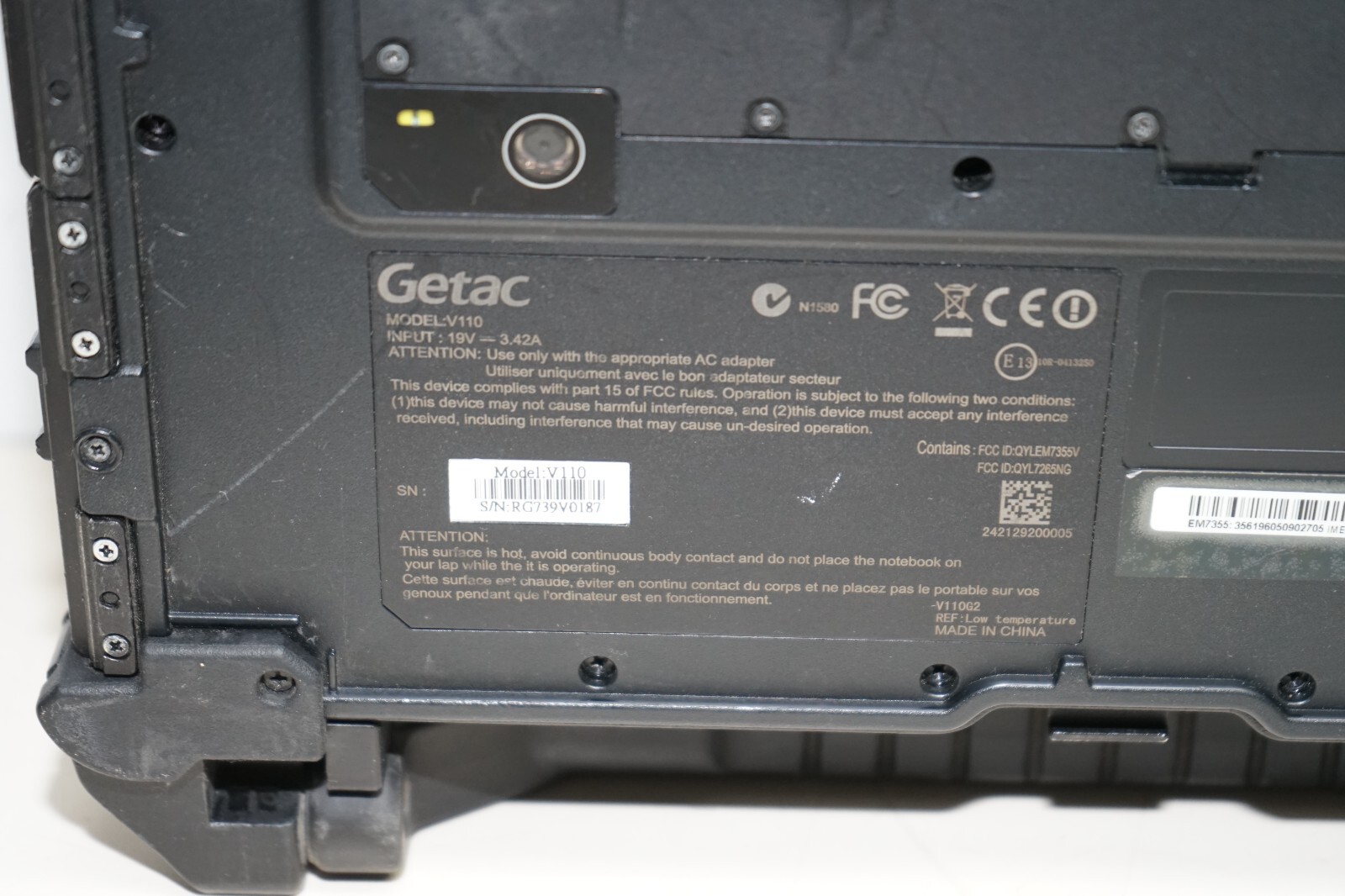 Getac V110 G2 Rugged ToughBook i5-5200U 2.20 GHz 8GB Ram No HD #W3898