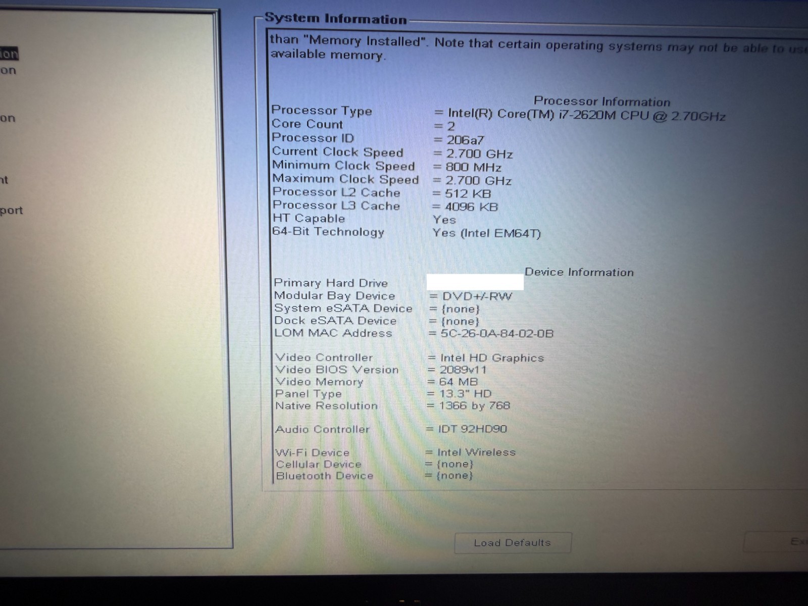 Dell Latitude E6320 i7-2620M 8GB No HDD – As Is
