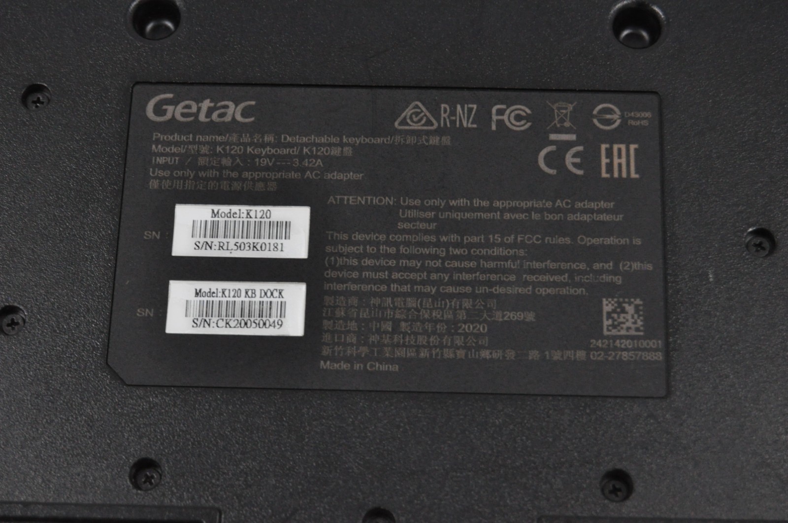 Getac K120 Rugged Tablet Laptop Intel Core i5-8350U 16GB RAM 500GB SSD #1628