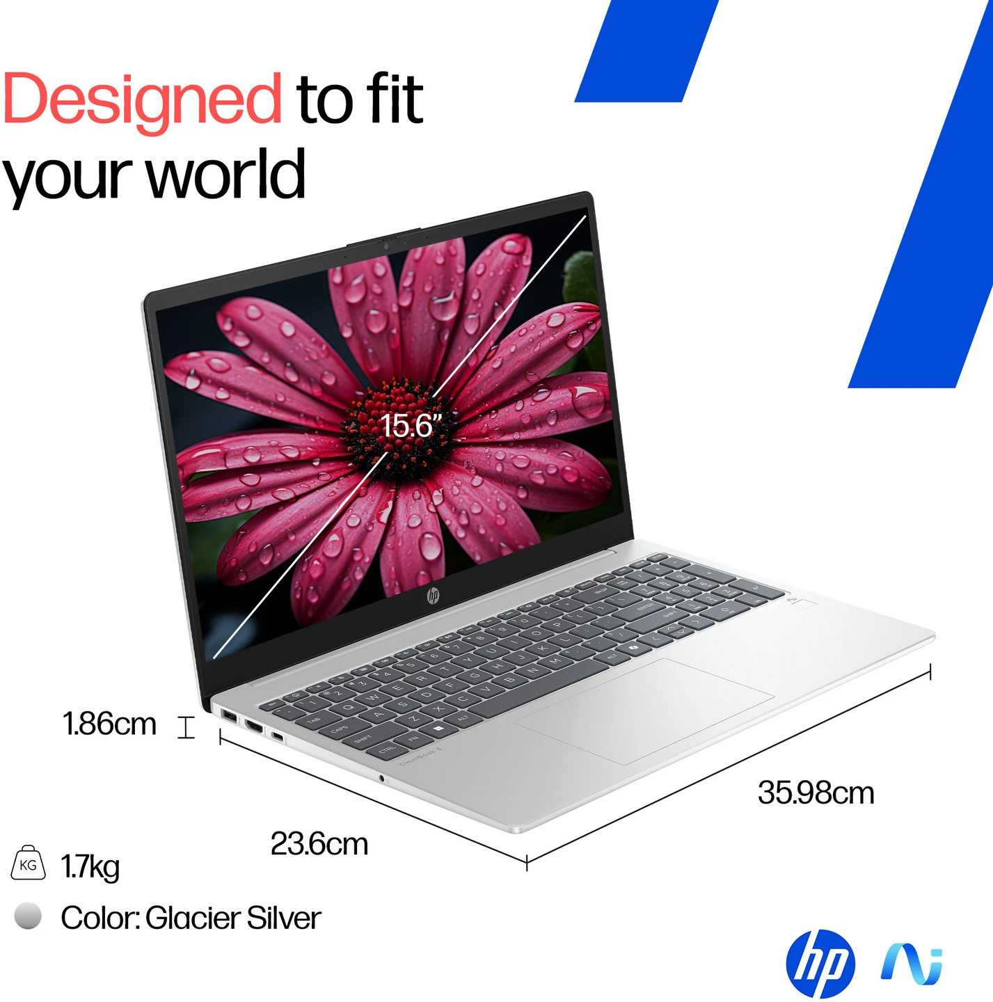 HP 15-fn0007AU Ryzen AI 5 340 16GB 512GB SSD 15.6″ FHD Win11 MSO Silver Laptop