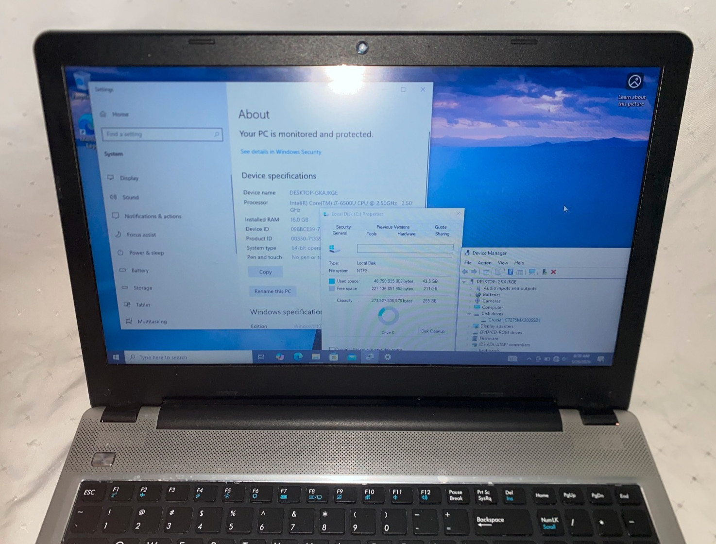 Intel i7-6500U, 16GB RAM, 275GB SSD, Laptop Notebook Pegatron D15S