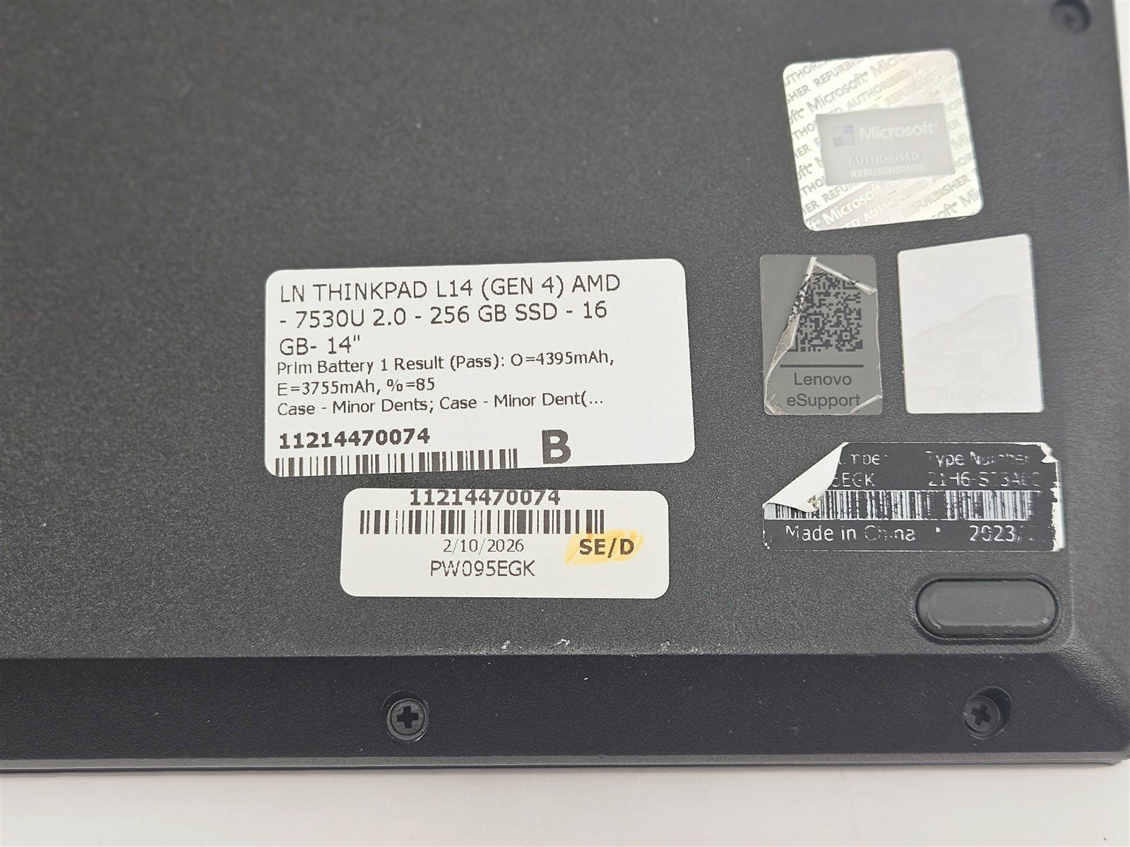Lenovo 14″ ThinkPad L14 Gen 4 AMD Ryzen 5 PRO 7530U 256GB SSD 16GB RAM Win11