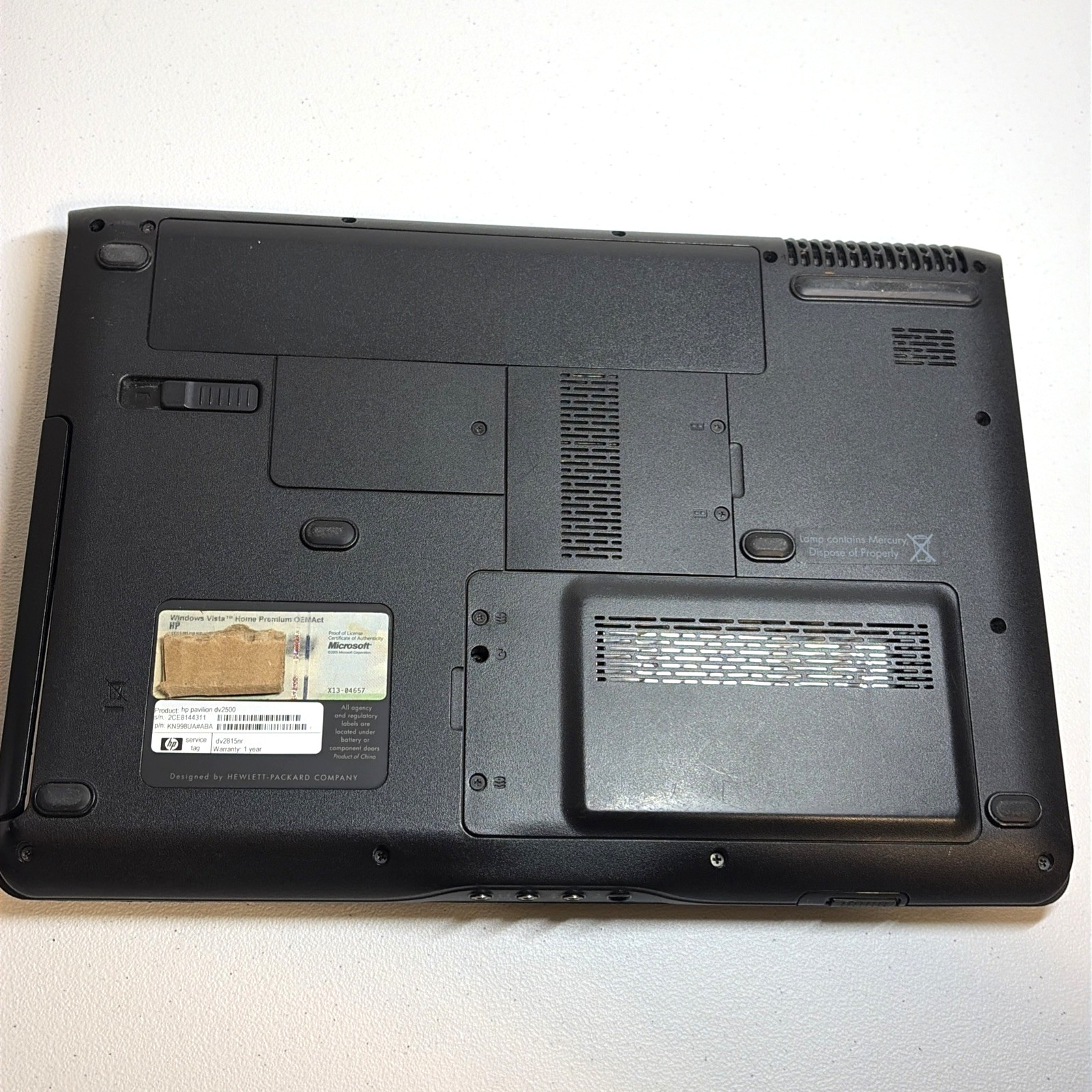 HP Pavilion DV2500 14.1-inch AMD Turion Nvidia Laptop Windows DVD Vista No HDD