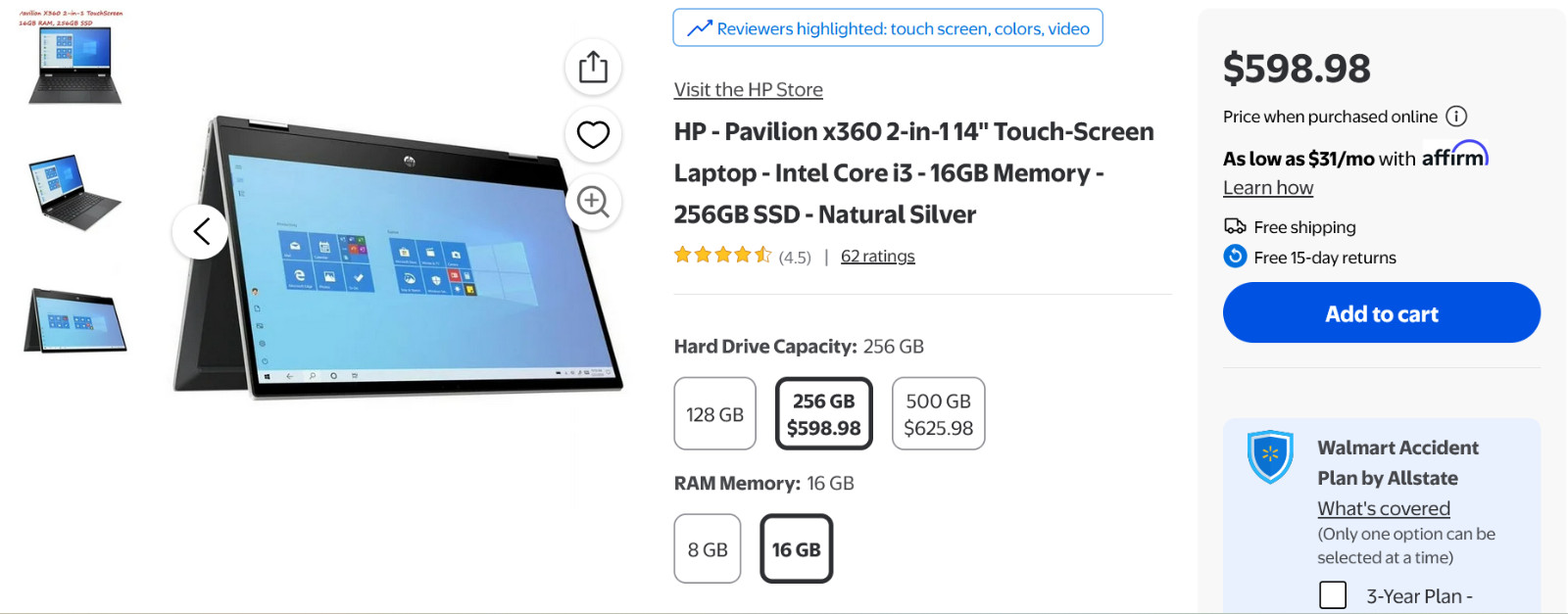 HP Laptop 14” TOUCHSCREEN 2-IN-1 x360 Convertible 16GB RAM 512GB WIN 11 WRNTY