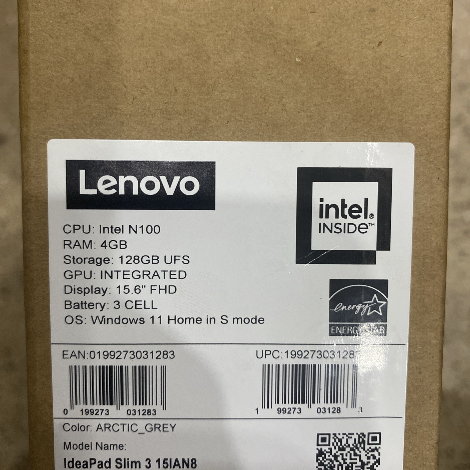 Lenovo IdeaPad Slim 3 15IAN8 15.6″ Intel N100 4GB DDR5 128GB UFS Windows 11 HS