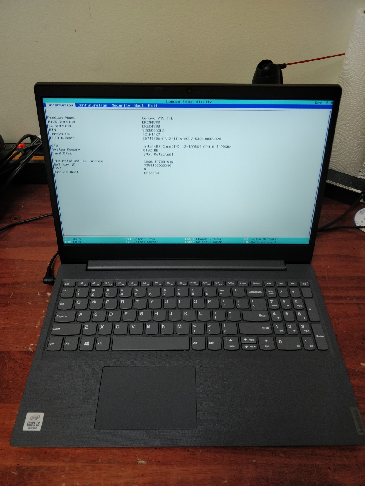 Lenovo V15-IIL INTEL CORE I5-1035G1@1.20GHz 8GB RAM NO DRIVE PARTS 8650