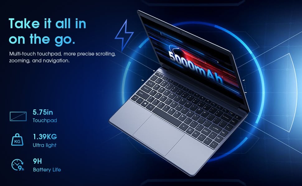 CHUWI 14.1″ HD 2.8GHz Laptop – Intel Celeron N4020 with 8GB 256GB SSD NoteBook