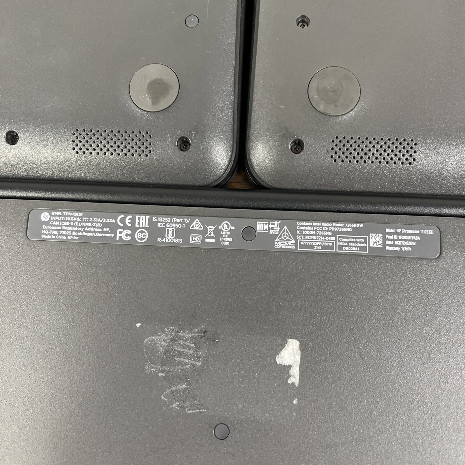 Lot Of 5 HP Chromebook 11 G5 EE | Celeron N3060 1.6GHz CPU | 4G Ram | 16G eMMC
