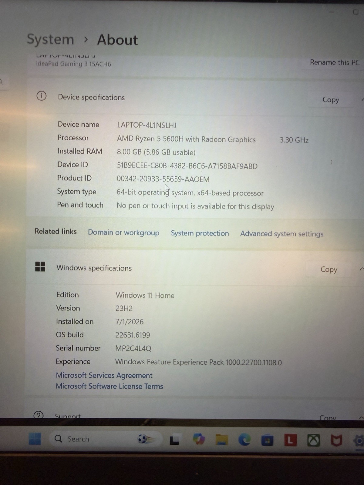 Lenovo IdeaPad 3 15ACH6 15.6″ Ryzen 5 5600H 3.3GHz 8GB RAM 256GB SSD RTX 3050 Ti