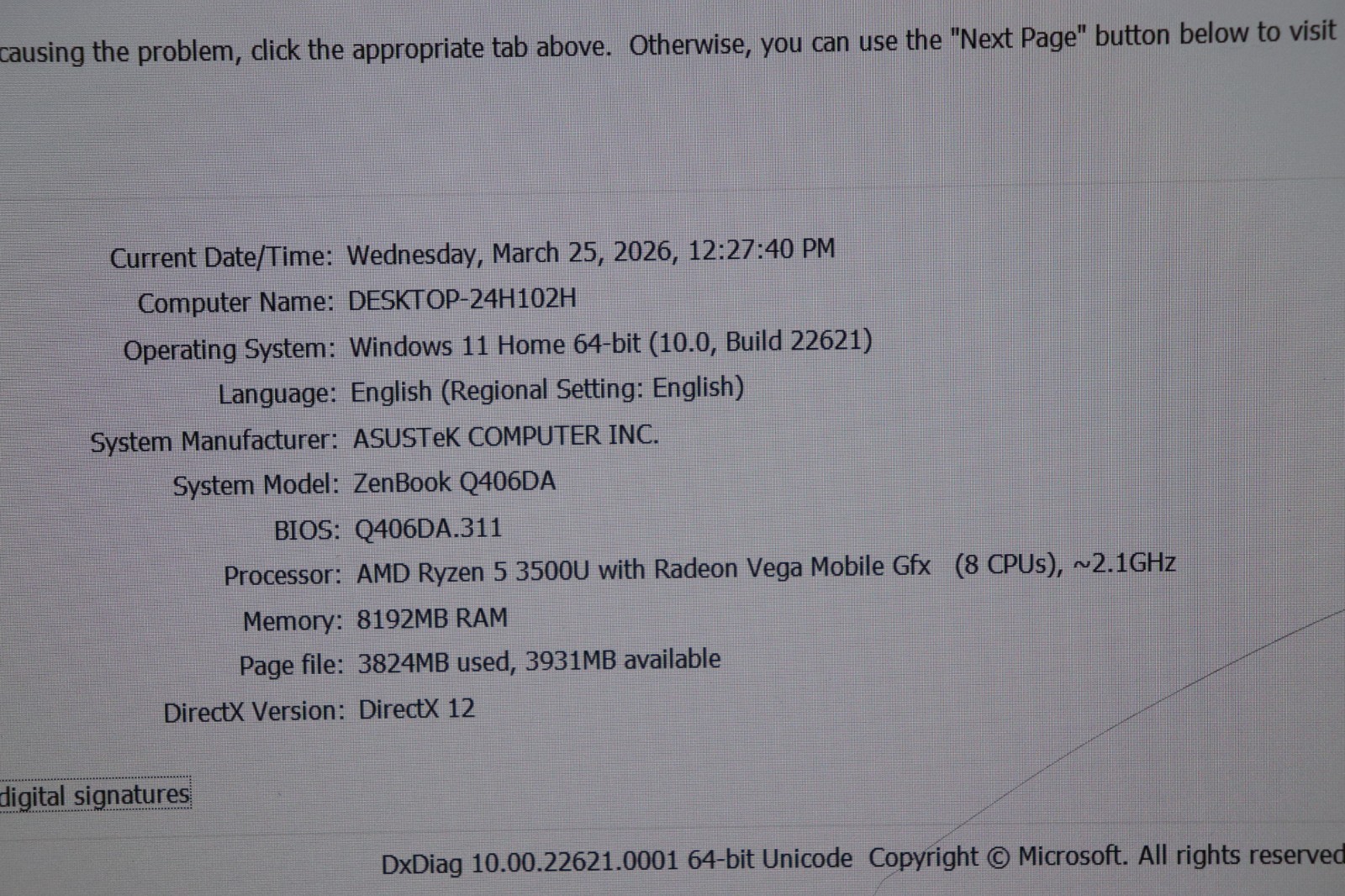 ASUS ZENBOOK | AMD RYZEN 5 3500U | 256GB | 8GB | WIN 11 H /CRACKED
