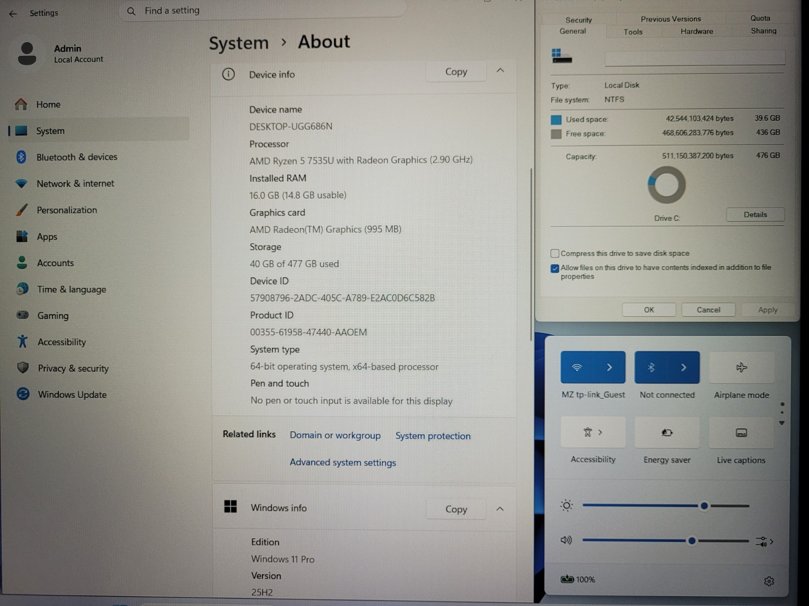 Lenovo ThinkPad E16 Gen 2 16″ Ryzen 5-7535U(6-core) 512GB SSD 16GB DDR5 RAM W11P
