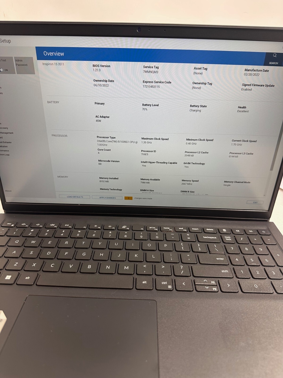 Dell Inspiron 15 3511 15.6″ FHD Intel Core i5-1035G1 8gb ram 256gb PCIe Win 11