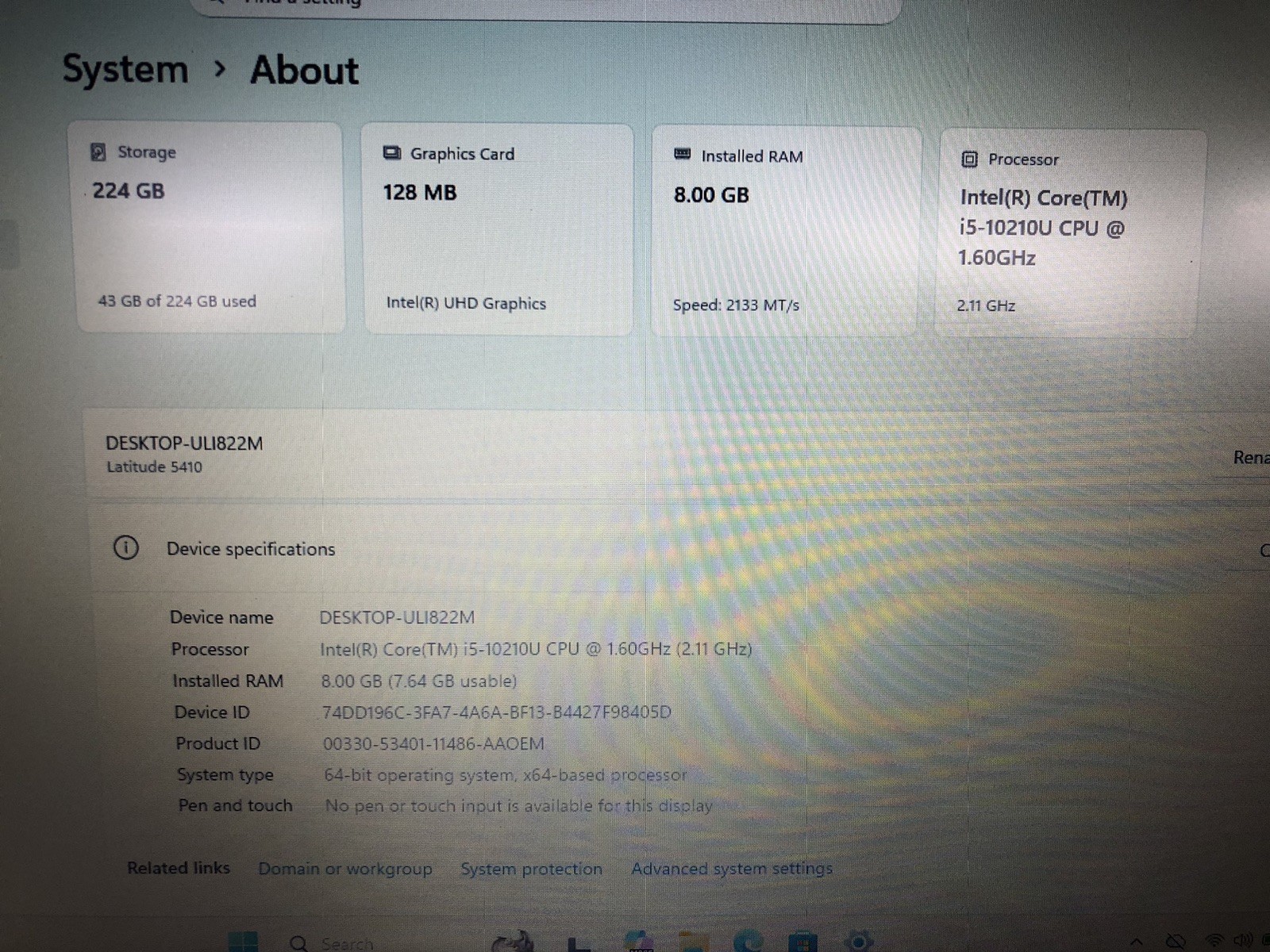 DELL LATITUDE 5410 Laptop | Intel Core I5-10210U @1.60ghz | 256GB | 8GB | WIN 11